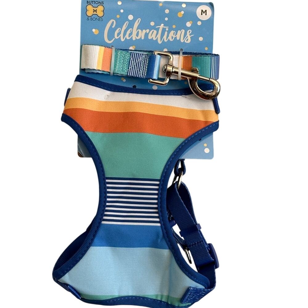 NWT‎ Buttons & Bones Celebrations Dog Harness & Leash Set Medium